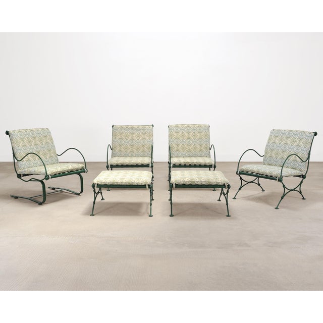 Traditional Set of Four o.w. Lee Iron Garden Lounge Chairs and Two Ottomans For Sale - Image 3 of 18