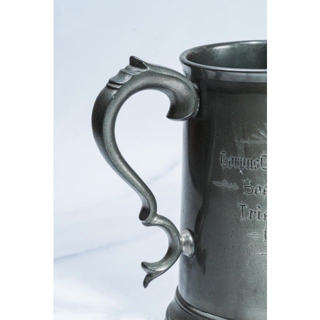 19th Century Fantastic Triple Handle Antique Trophy Tankard Pewter Cup Victorian University Rowing Crew Sports Home Decor For Sale - Image 5 of 13