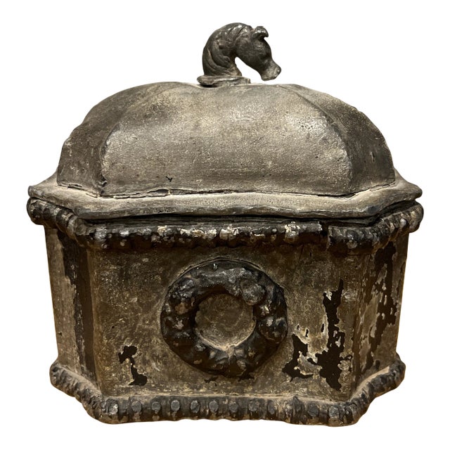 18th Century, English Georgian Lead Tobacco Keeper - Horse Finial For Sale