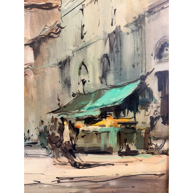 Wood 1970s G Frati Italy Impressionist City Landscape Framed Oil on Canvas For Sale - Image 7 of 9