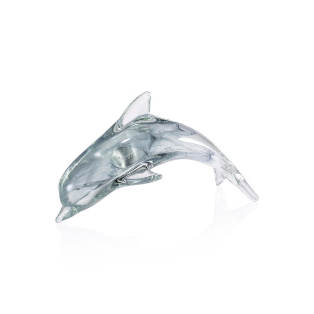 Glass Marinella Decorative Gray Glass Dolphin, Medium For Sale - Image 7 of 7