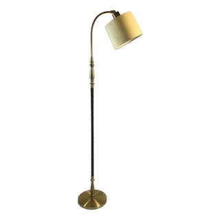 Scandinavian Modern Model 5737 Floor Lamp in Brass and Leather by Einar Bäckström, 1950s For Sale