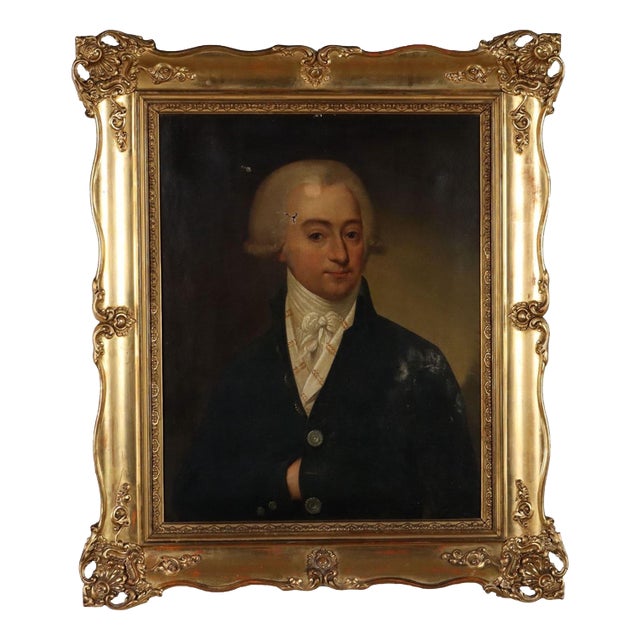 Male Portrait, 1700s-1800s, Oil on Canvas For Sale