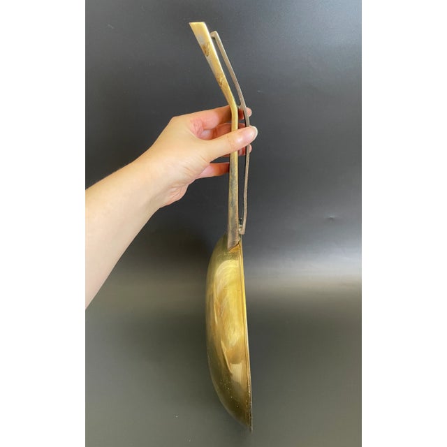 Mid 20th Century Vintage Israeli Verdigris Enameled Brass Violin Viola Serving Tray Centerpiece For Sale - Image 5 of 11