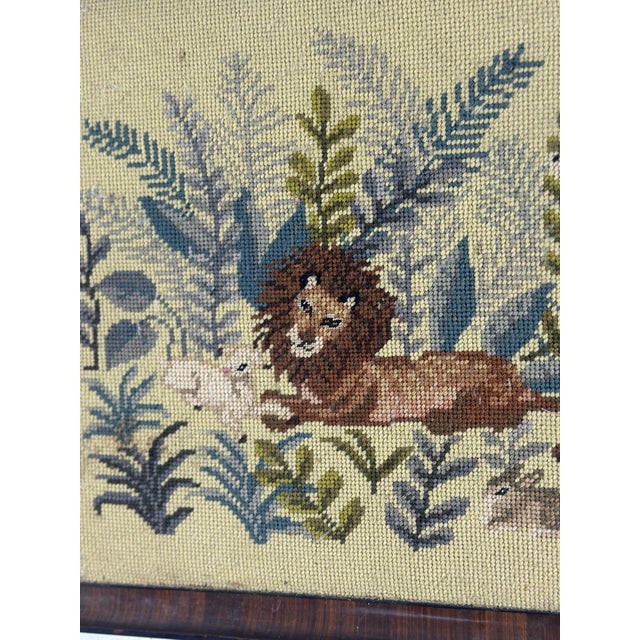 Vintage Lion Needlepoint, Framed For Sale - Image 4 of 8