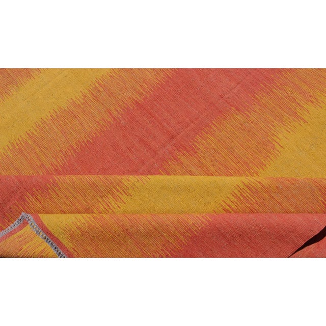2020s Sunset Striped Afghan Kilim Rug in Yellow, Orange, Coral For Sale - Image 11 of 12