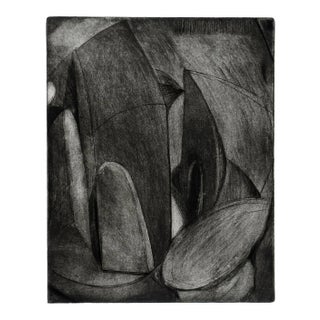 Abstract Charcoal Shapes Etching by Marilyn Lanfear For Sale
