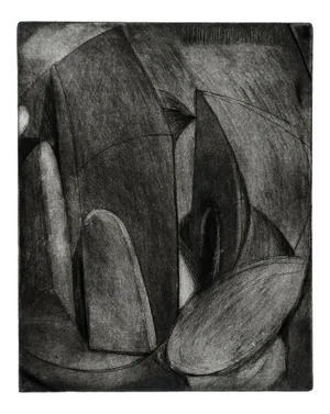 Abstract Charcoal Shapes Etching by Marilyn Lanfear