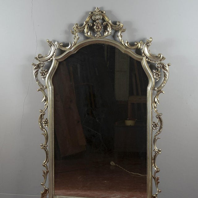 Large Vintage Italian Silver Carved Mirror in Neoclassical Style, 1960s For Sale - Image 16 of 18