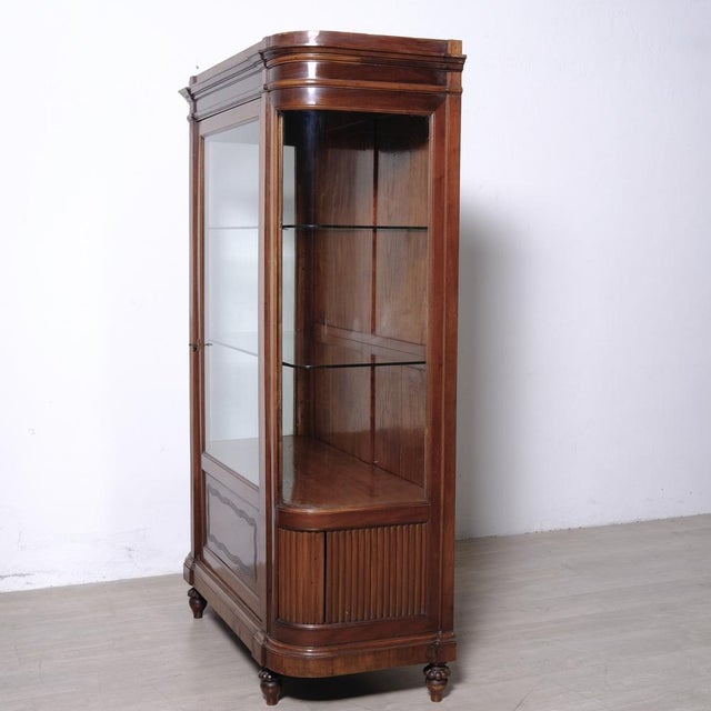 Louis XVI Art Nouveau Semi-Circular Mahogany Display Cabinet, Italy, 1890s For Sale - Image 11 of 18