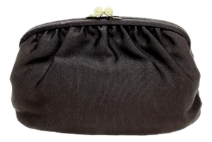 Rich Brown Faille Evening Purse by Colblentz With Rhinestone Clasp