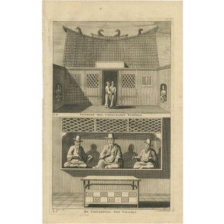 Valentijn, Chinese Temple and Chinese Deity Calamija, 1726, Paper For Sale