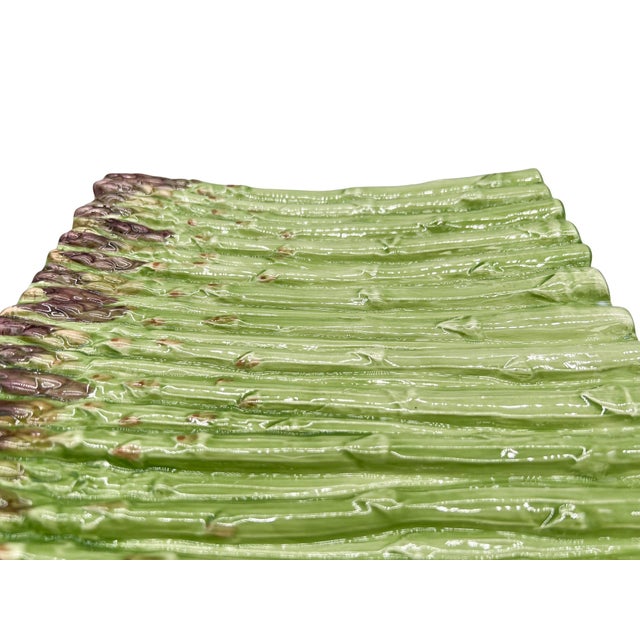 Vintage Asparagus Ceramic Serving Platter / Tray – Majolica Style / Country French For Sale - Image 9 of 15