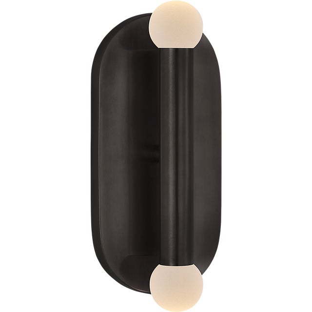 Kelly Wearstler for Visual Comfort Signature Rousseau Medium Vanity Sconce in Bronze with Etched Crystal Orb For Sale