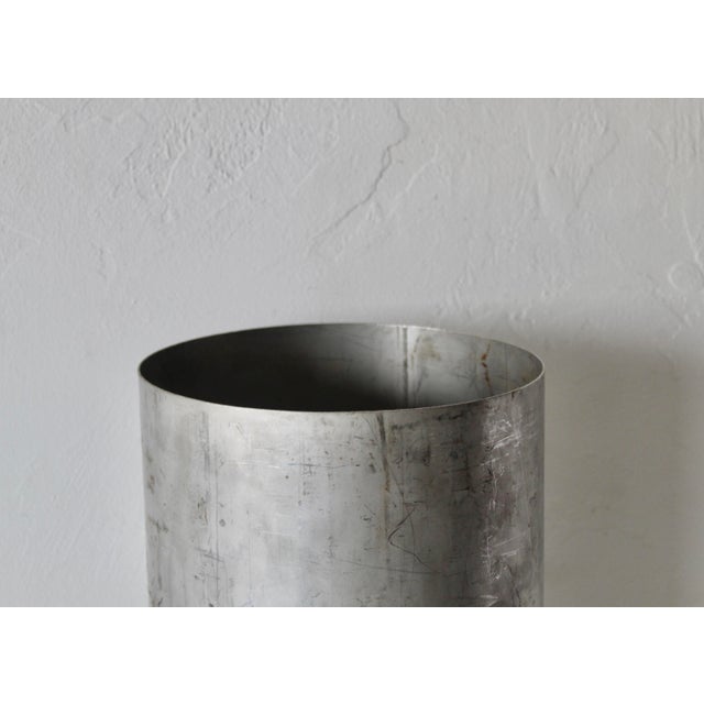 Mid-Century Modern Paul Mayen Style Vintage Industrial Chic Modern Cylindrical Umbrella Stand With Patina Mid Century For Sale - Image 3 of 17