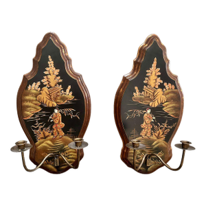 Pair Chinoiserie Style Wall Sconces