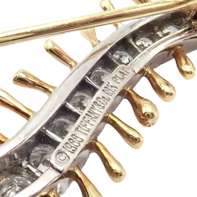 Tiffany and Co. Vintage Tiffany & Co. Diamond Centipede Platinum Yellow Gold Pin Brooch For Sale - Image 4 of 8