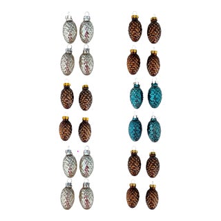 Mini Glass Pinecone Christmas Ornaments - Set of 24 For Sale