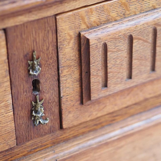 Brown Gründerzeit Oak Wardrobe with Mirror, 1890 For Sale - Image 8 of 18