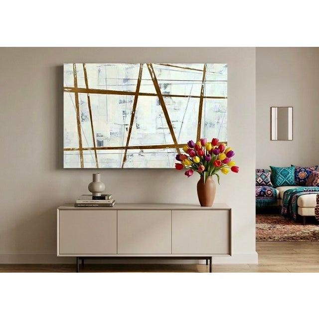 **Authentic 1-of-1 Original Abstract Work by Whitney St. Pierre** Titled *"Wall Paper"* (2018), this striking 36" x 20"...