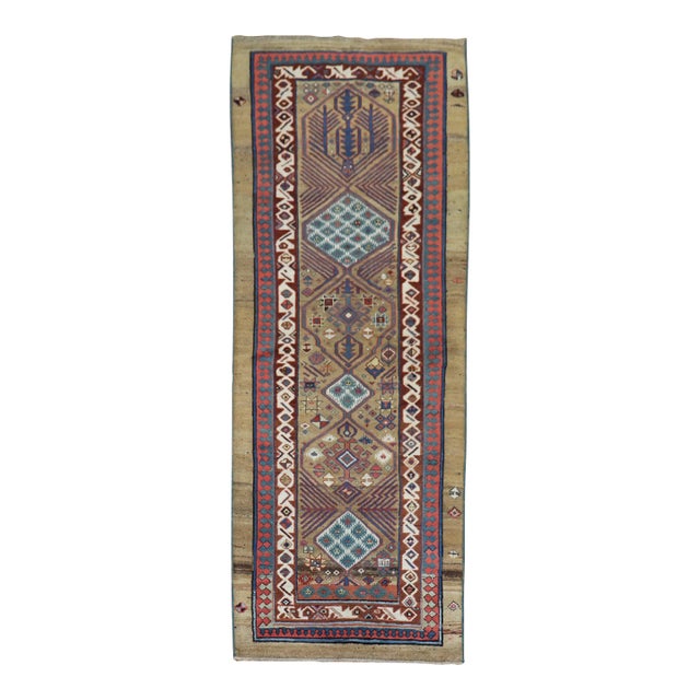 19th Century Zabihi Collection Tribal Persian Camel Hair Serab Runner - 3'3" x 9' For Sale
