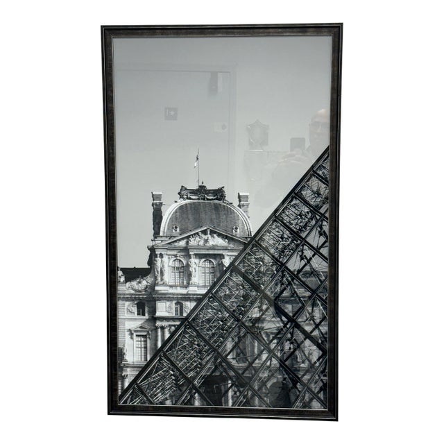 Philippe Hugonnard B/W Photograph Print of the Louvre + Pyramid, Framed For Sale