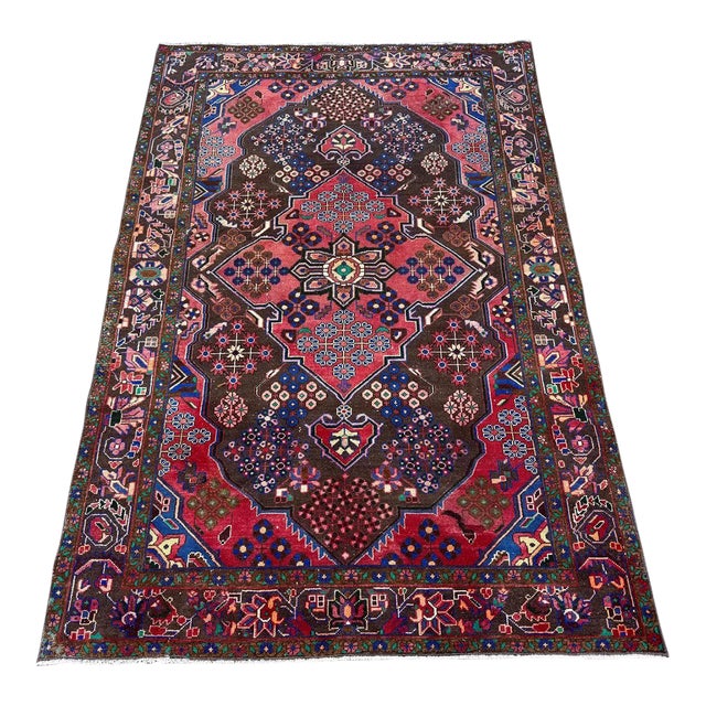 Vintage Kurdish Herki Tribal Rug 4.5x6.8 — Hand-Knotted Wool Geometric Accent Rug For Sale