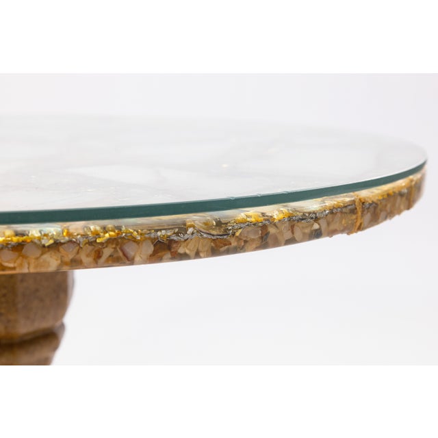 Hollywood Regency Arturo Pani Handmade Abalone Onyx and Gold Leaf Side End Table Made in Mexico For Sale - Image 3 of 8
