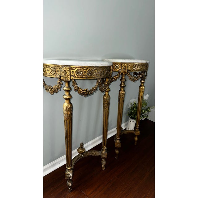 Mid 19th Century Mid-19th Century Pair of Louis XVI Demi-Lune Console Tables For Sale - Image 5 of 8