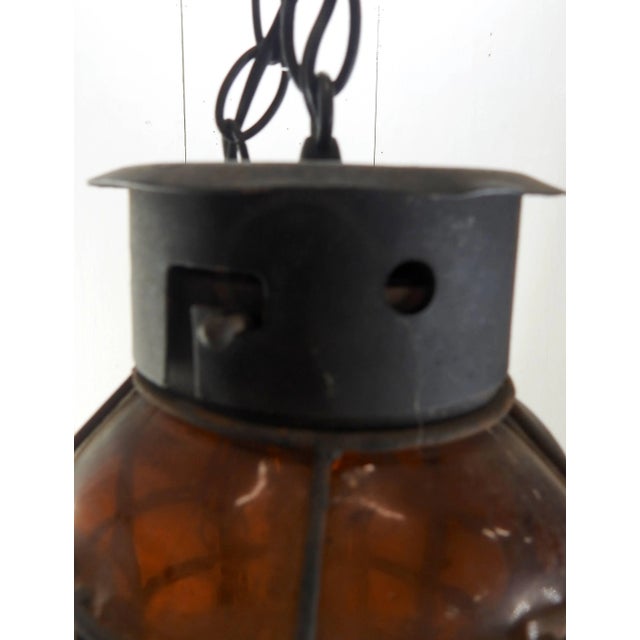 1960s Industrial Hanging Amber Bubble Glass Pendant For Sale - Image 5 of 10