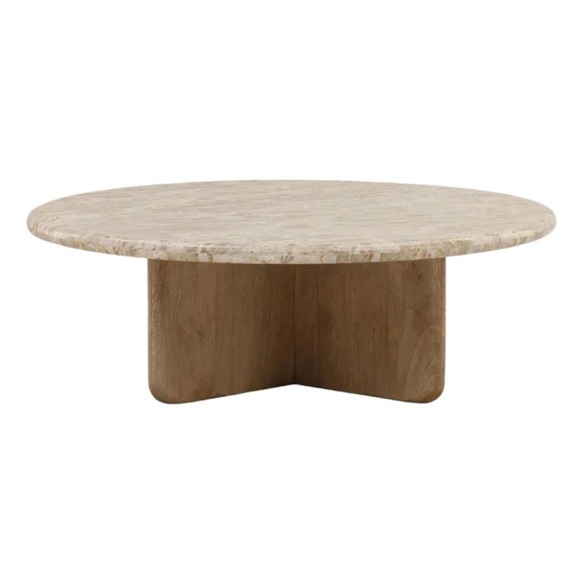 Contemporary Sand Marble Sculptural Coffee Table For Sale
