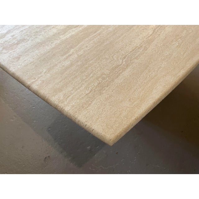 Stone Vintage 1980s Postmodern Honed Travertine Dining Table For Sale - Image 7 of 9