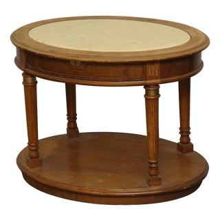 Mid 20th Century Oval Side Table With Marble Top For Sale