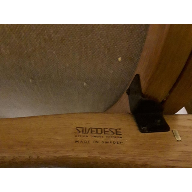 Vintage Swedish Oak Plywood, Linen & Brown Plush Armchair by Yngve Ekström for Swedese, 1965 For Sale - Image 10 of 13