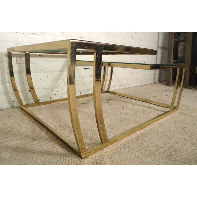 Milo Baughman 1960s Bi-Level Brass Modern Coffee Table For Sale - Image 4 of 6