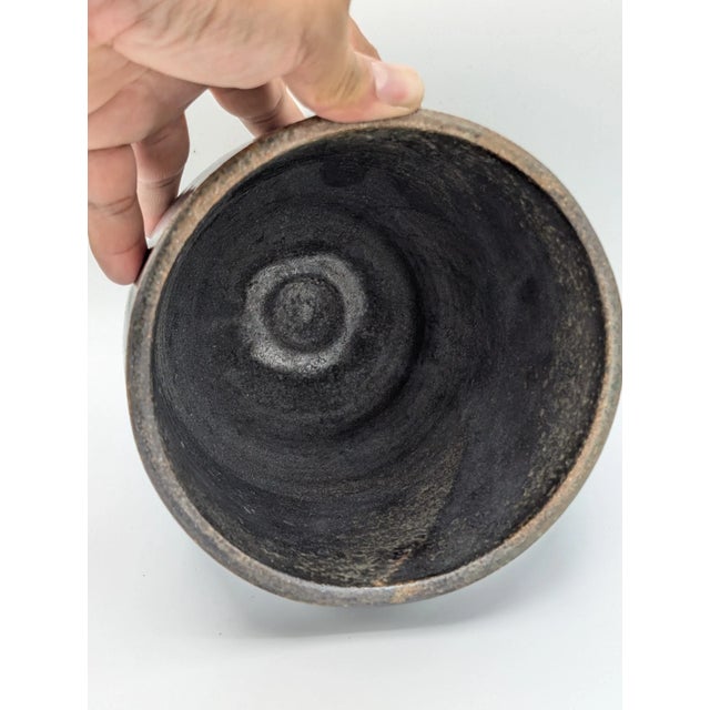 Vintage Signed Studio Art Pottery Vase Mid Century Modern Ikebana Stoneware For Sale - Image 10 of 12