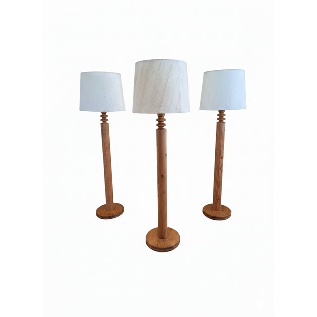 Pine Floor Lamps by Uno Kristiansson for Luxus, Sweden, 1970s, Set of 3 For Sale - Image 17 of 17