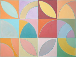 2026, Art Deco Motifs, Florida Flora, Bauhaus Painting on Canvas, Vivid Tones Palette, Mosaic by Natalia Roman