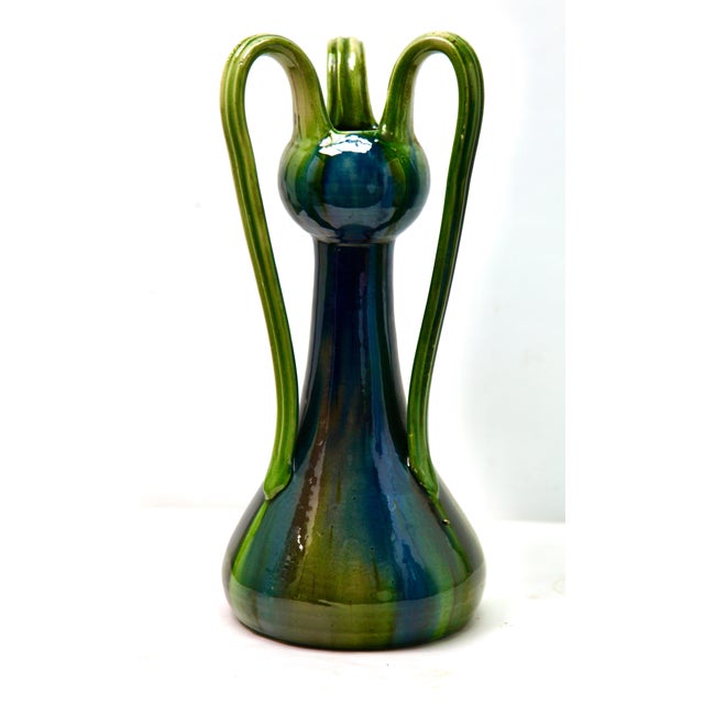 Art Nouveau Blue & Green Vase For Sale - Image 3 of 7