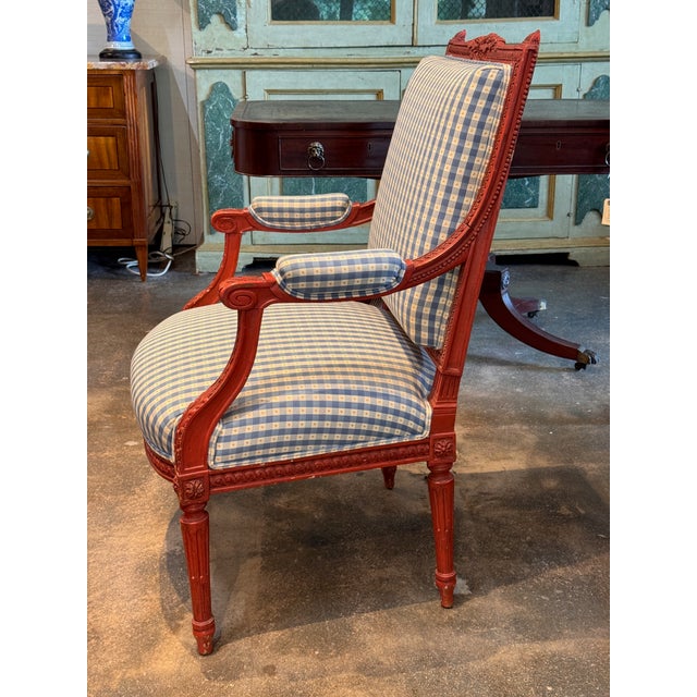 French Pair of 19th Century French Fauteuils in the Louis XVI Taste For Sale - Image 3 of 10