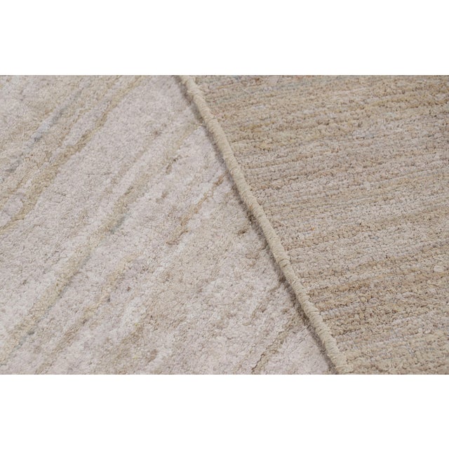 Textile Rug & Kilim’s Contemporary Textural Rug in Cream, Gray and Beige With Striae For Sale - Image 7 of 7