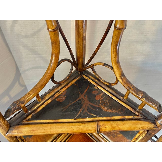 Antique French Bamboo & Lacquer Corner Cabinet, c.1870 For Sale - Image 12 of 17