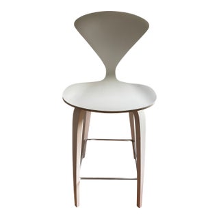 Authentic Cherner Chair Company White Molded Plywood Counter Stool For Sale