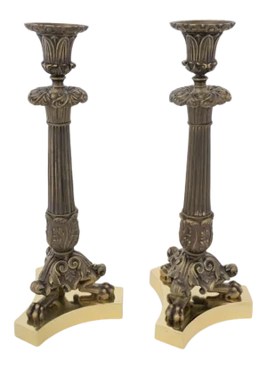 Neoclassical Revival Candlesticks Candle Holders - A Pair
