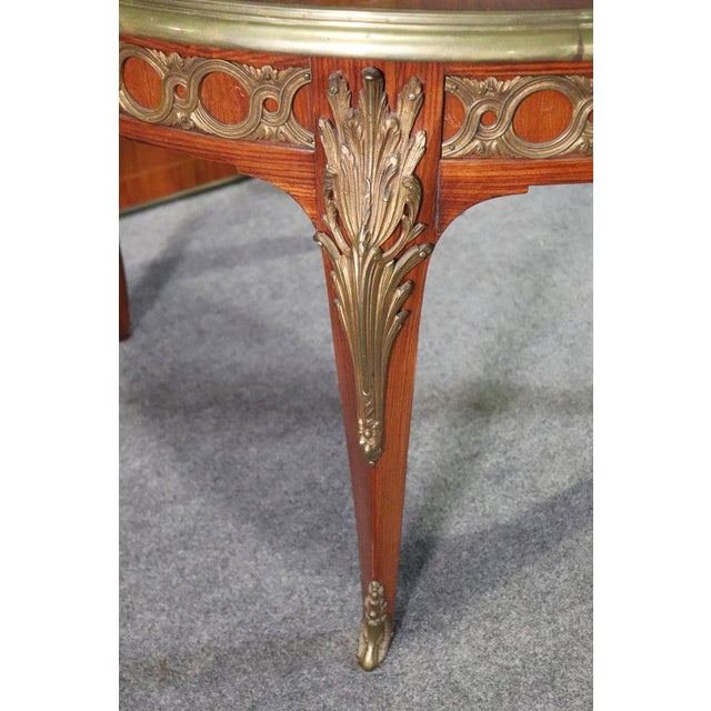 Superb Bronze Mounted French Louis XV Style Round Dining Table 3 Leaves For Sale - Image 4 of 16