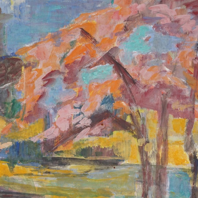 Contemporary Mid 20th Century Lake Landscape Oil Painting For Sale - Image 3 of 4