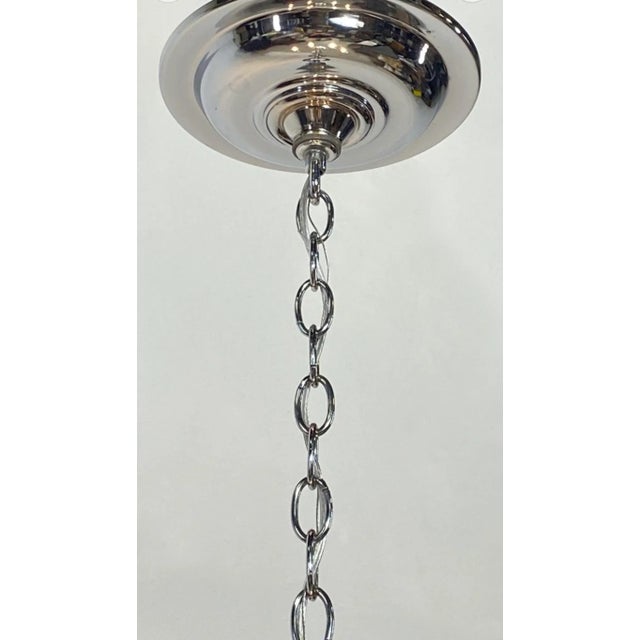 Restoration Hardware Restoration Hardware Retired Modern Chrome/Glass 5-Arm Chandelier For Sale - Image 4 of 13