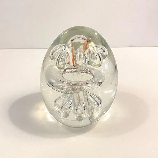 1980s Clear Hand Blown Art Glass Paperweight For Sale - Image 4 of 12