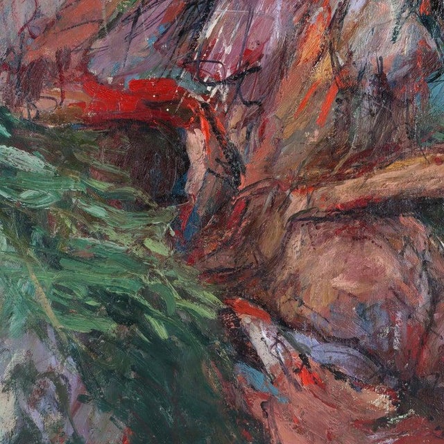 Vintage MCM Abstract Oil On Canvas Painting Of A Nude Woman Signed C1960 Measures - 52 1/2" x 40 1/2" x 2" A mid-century...