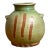 Vintage Green Striped Ceramic Vase For Sale